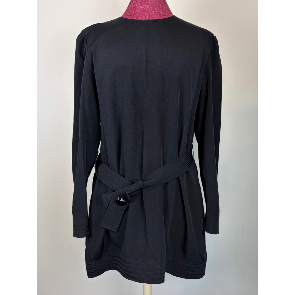 Tarquin Ebker 100% Silk Tunic Dress 14 Black Vintage Belted Zip Cuff Minimalist